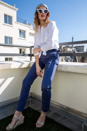 Pantalon Pamela en coton stretch - Marine